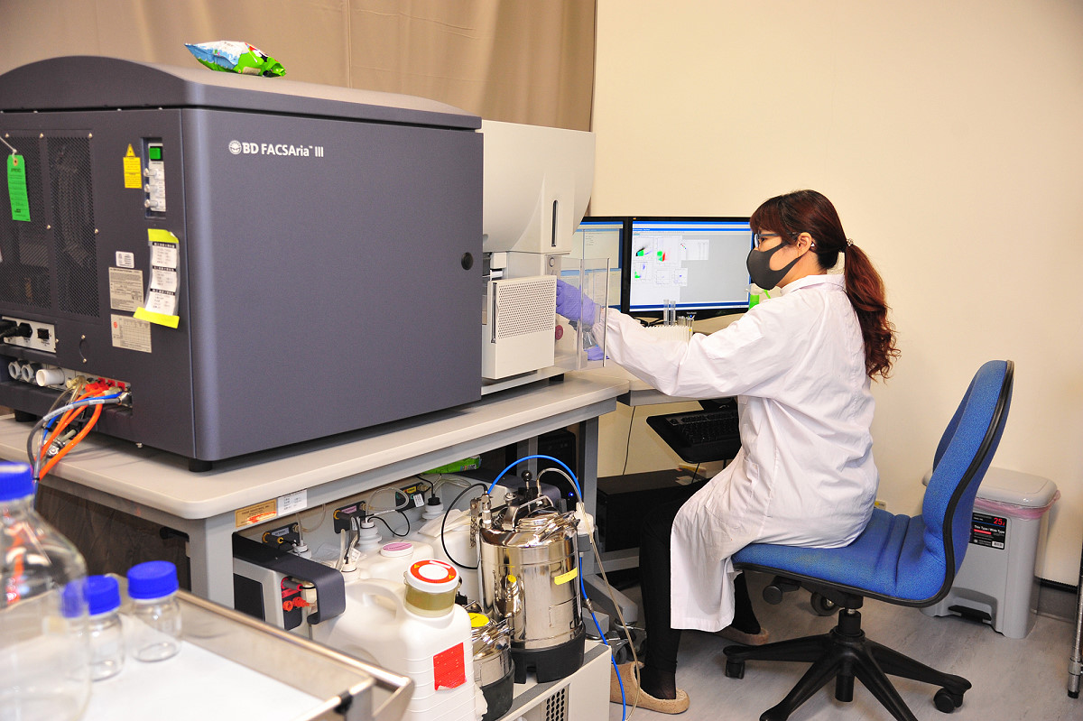 清華實驗室的細胞分選儀，可分析細胞基因表現、純化稀有細胞