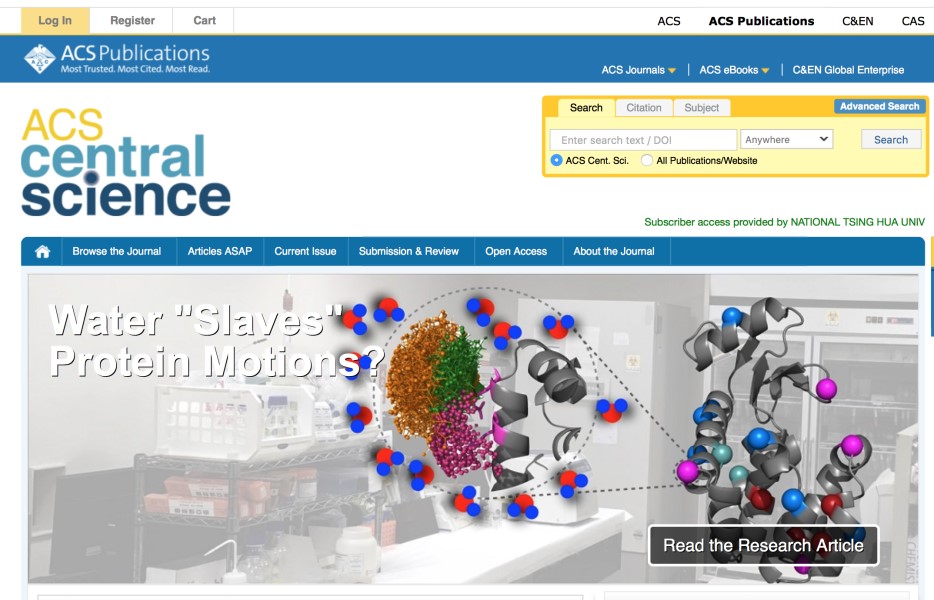 化學系江昀緯教授論文登上美國化學會跨領域頂尖期刊 ACS Central Science，更被置頂於官網首頁