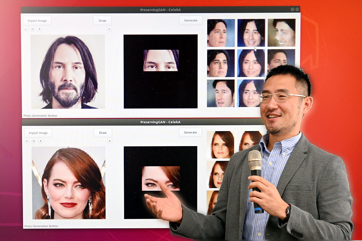 本校資工系吳尚鴻副教授的技術可以框選臉部特徵、產出具有相同特徵的AI人臉