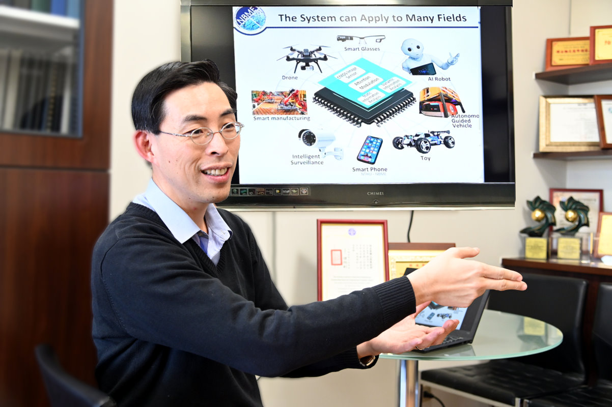 清華電機系鄭桂忠教授表示，仿果蠅視神經AI晶片可應用在無人機、無人車等領域