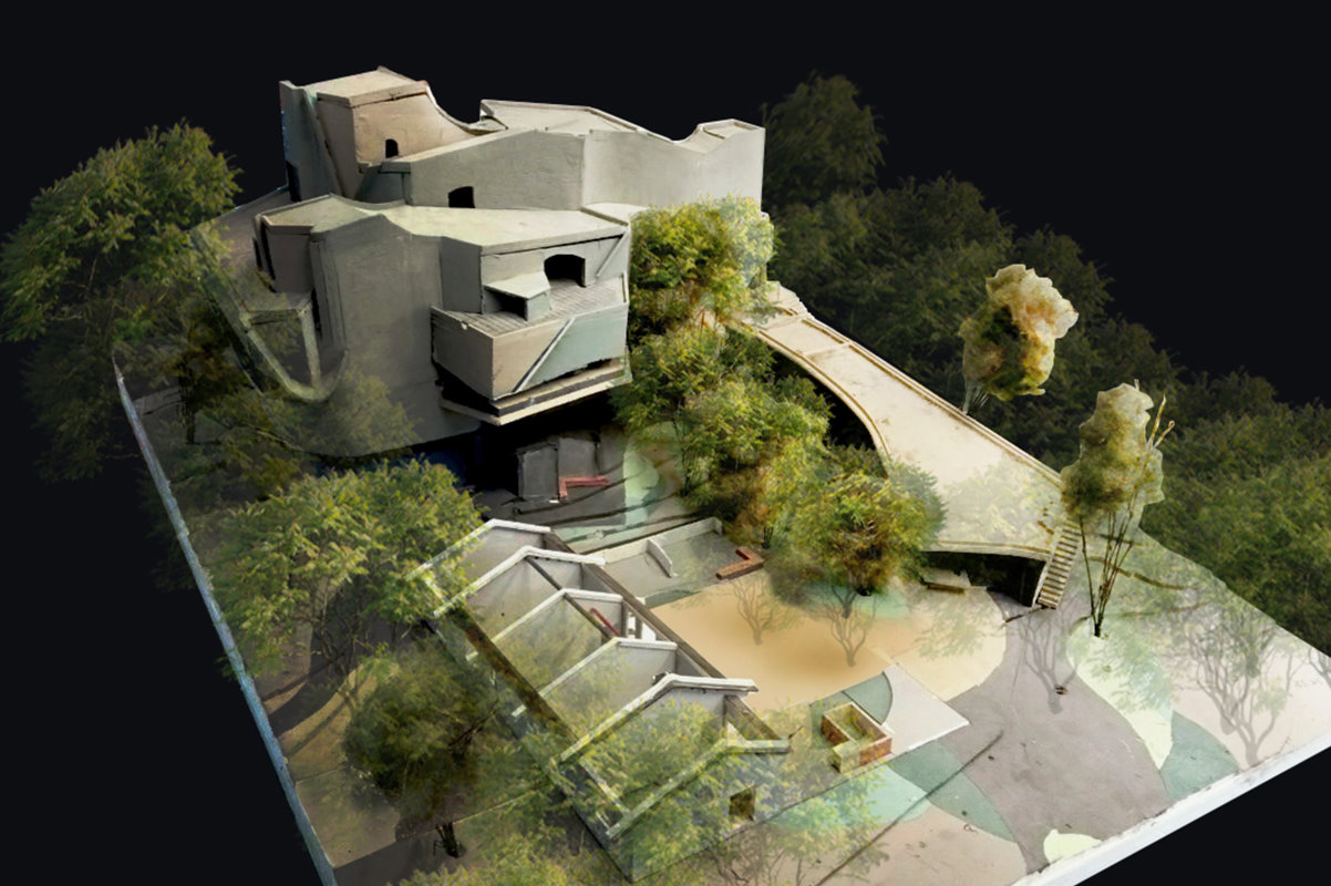 文物館模擬圖，保留了老三合院主牆，開創通透的新三合院意象