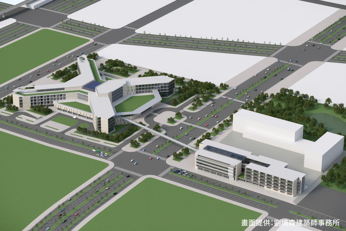 「國立清華大學桃園醫療暨教育研發園區」包含5公頃的醫療園區(左)及2.2公頃的教育研發園區(右)。圖片提供：劉培森建築師事務所